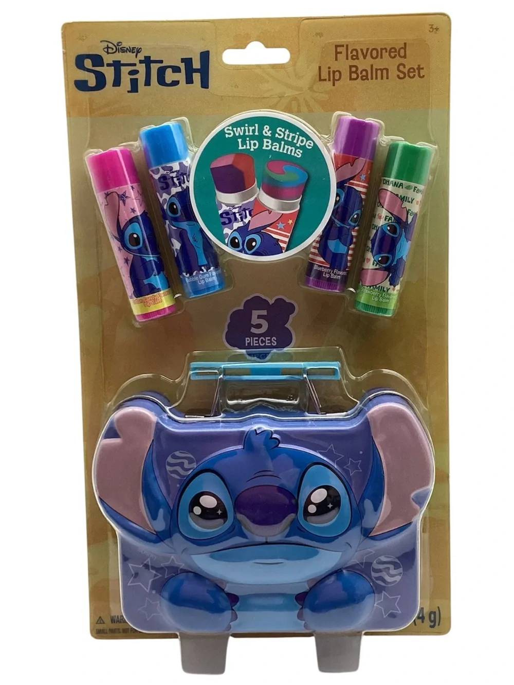 Disney’s Stitch Swirl Lip Balm with Character-Shaped Storage Tin, (NWT)